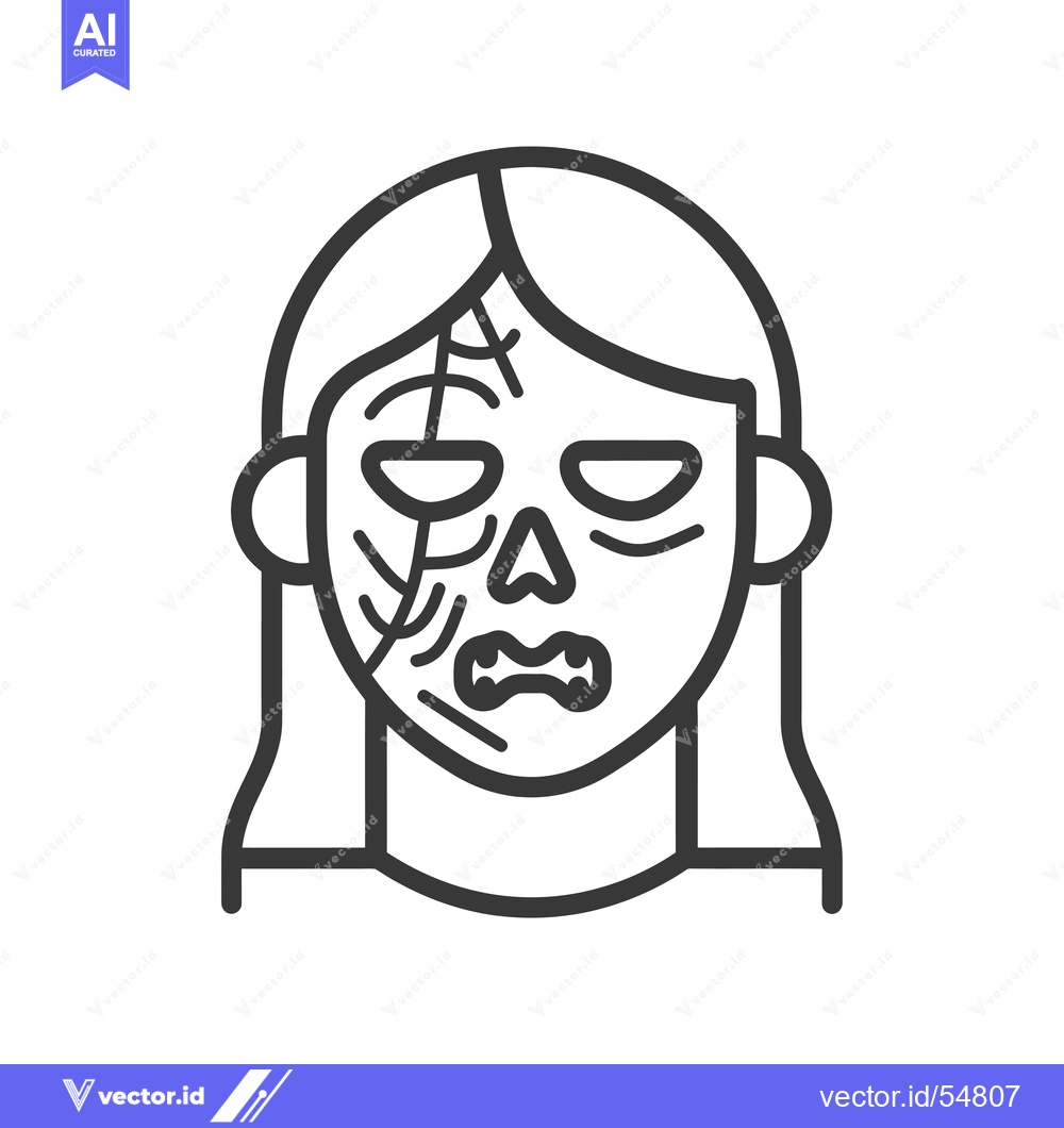 Premium Vector of Line art illustration of a woman's face with stitches