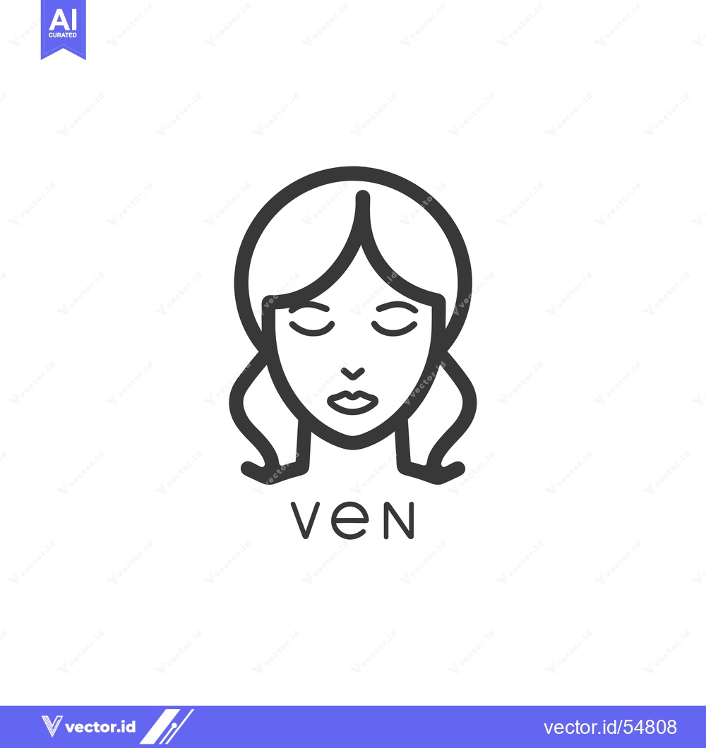 Premium Vector dari Line Art Illustration of a Woman's Face with the Word "VEN" Below