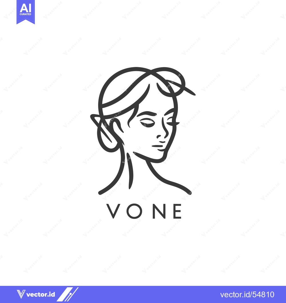 Premium Vector dari Line Art Illustration of a Woman's Face with the Word Vone Below