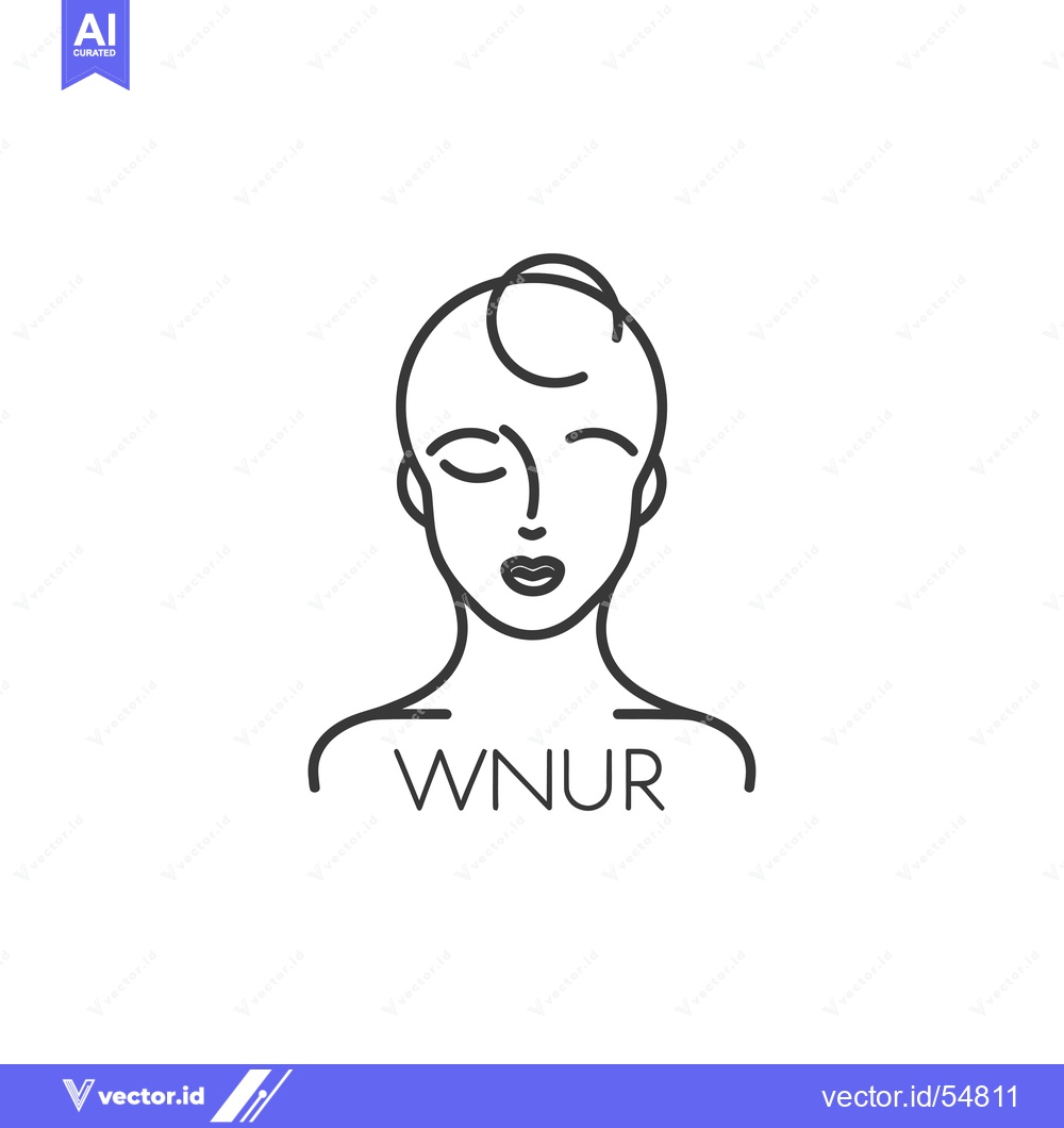 Premium Vector dari Line Art Illustration of a Woman's Face with the Word "WNUR" Below