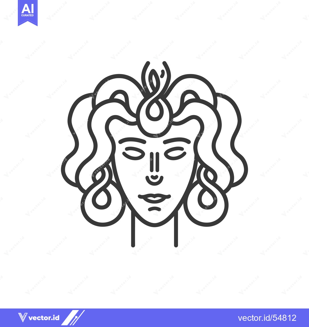 Premium Vector dari Line Art Illustration of a Woman's Face with Wavy Hair and Earrings