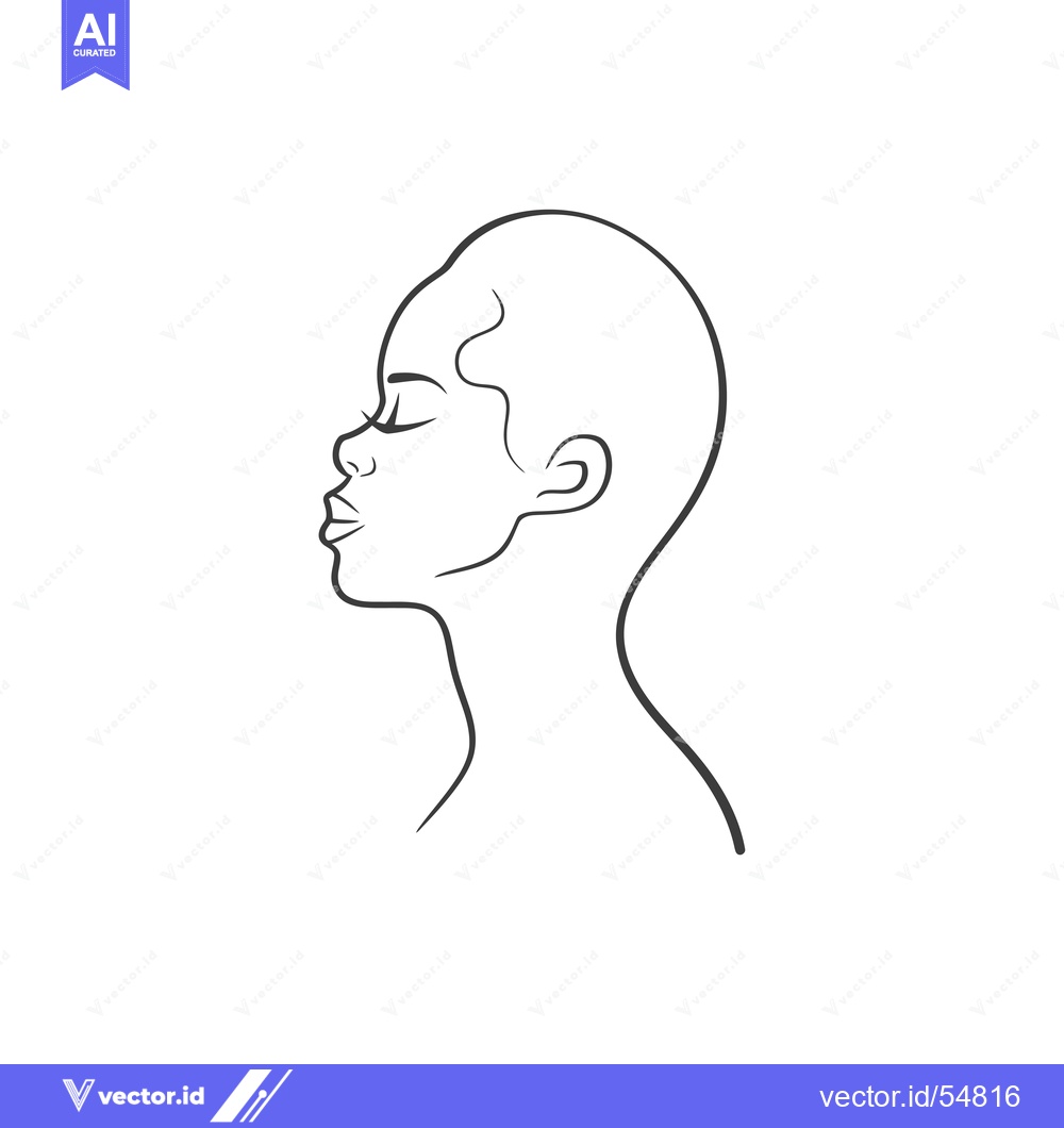 Premium Vector of Line art illustration of a woman's head in profile