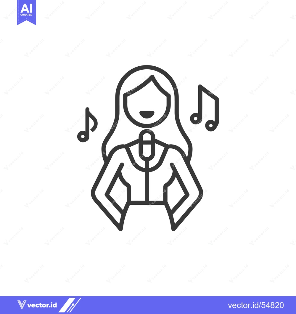 Premium Vector dari Line Art Illustration of a Woman Singing into a Microphone
