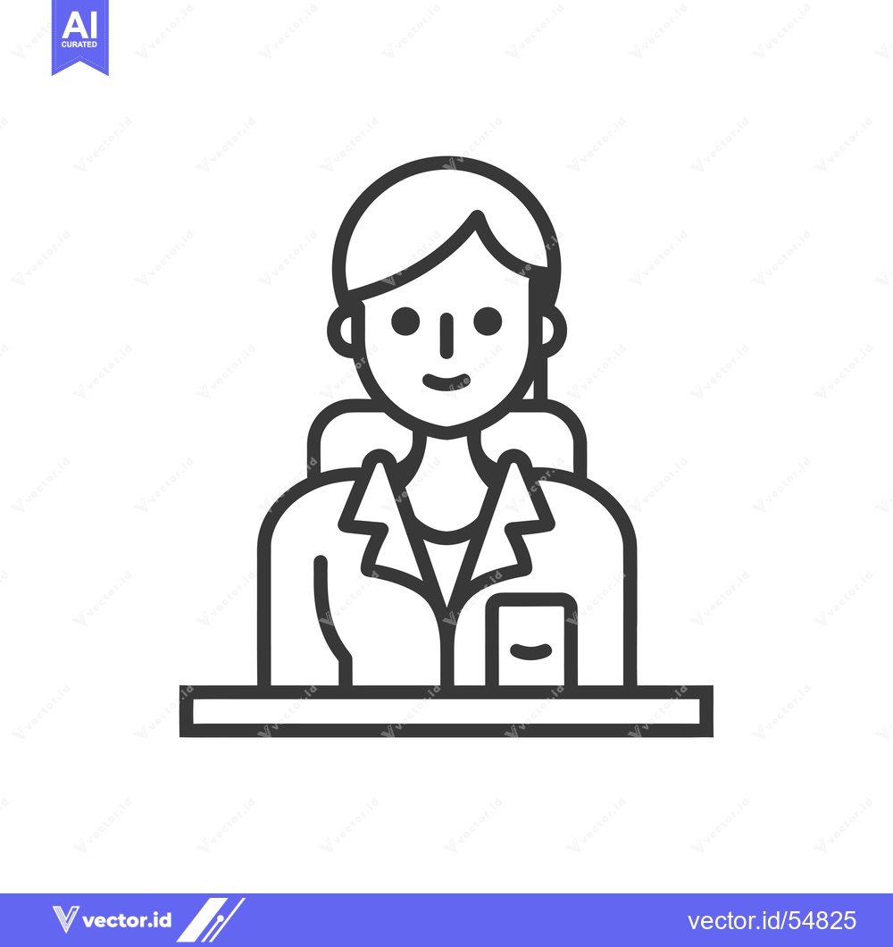 Premium Vector of Line art illustration of a woman sitting at a desk