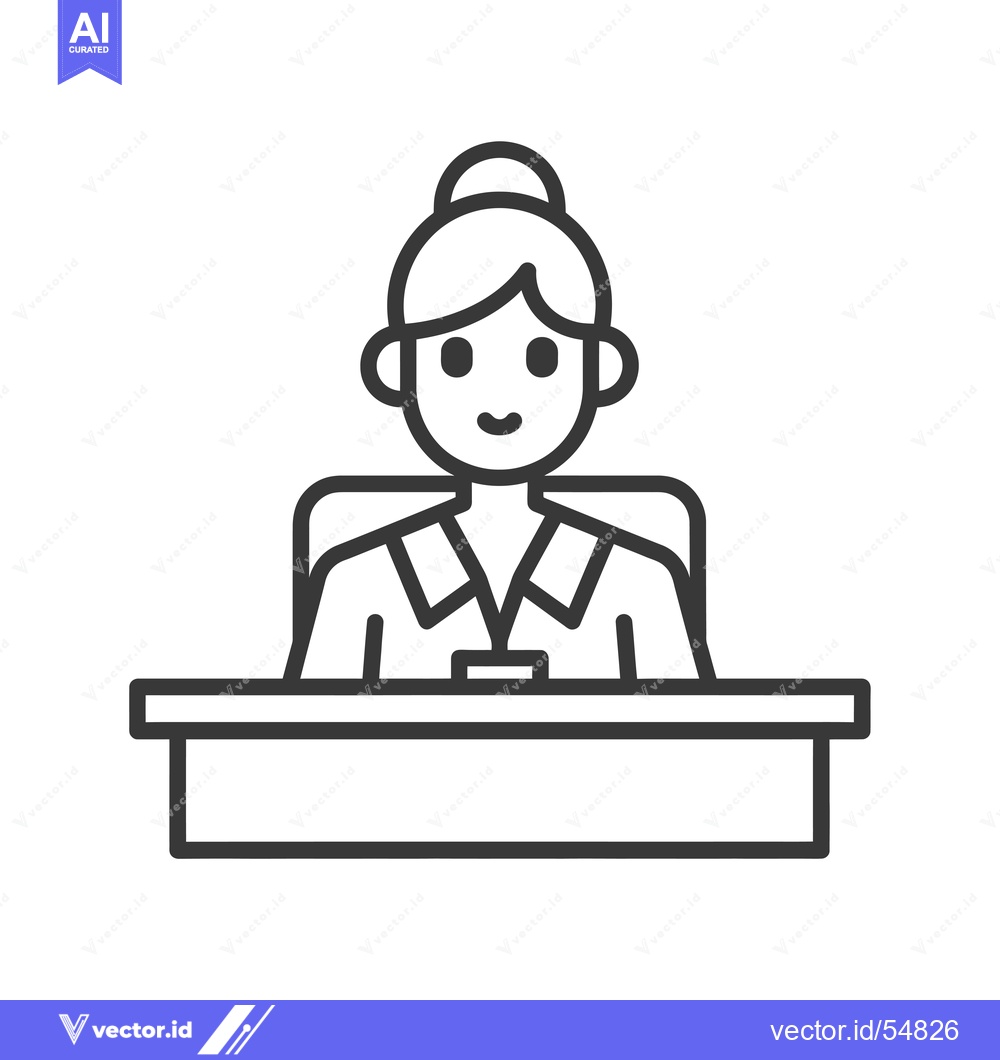 Premium Vector of Line art illustration of a woman sitting at a desk