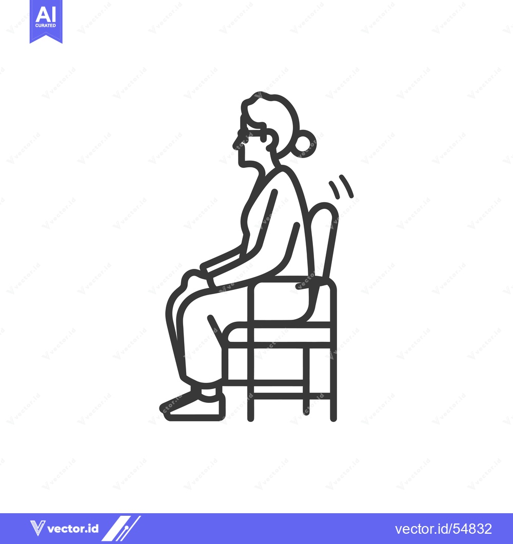 Premium Vector dari Line art illustration of a woman sitting in a chair with good posture