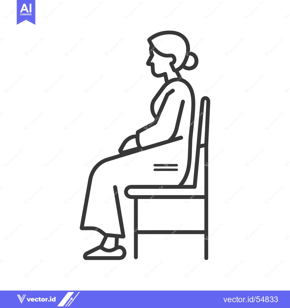 Premium Vector of Line Art Illustration of a Woman Sitting on a Chair