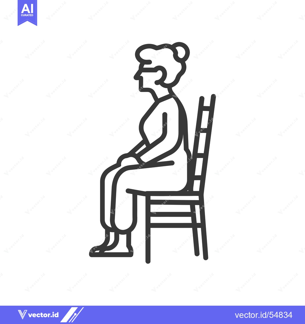 Premium Vector dari Line art illustration of a woman sitting on a chair