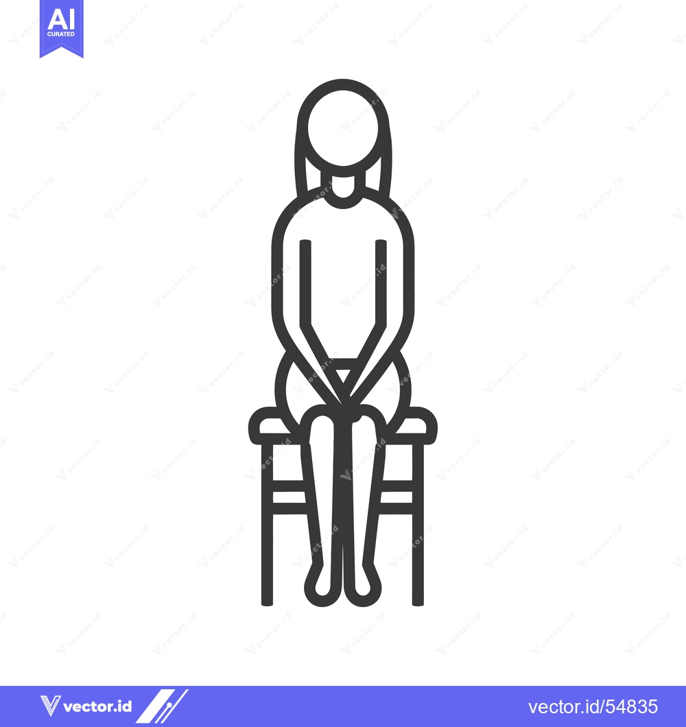 Premium Vector of Line Art Illustration of a Woman Sitting on a Chair