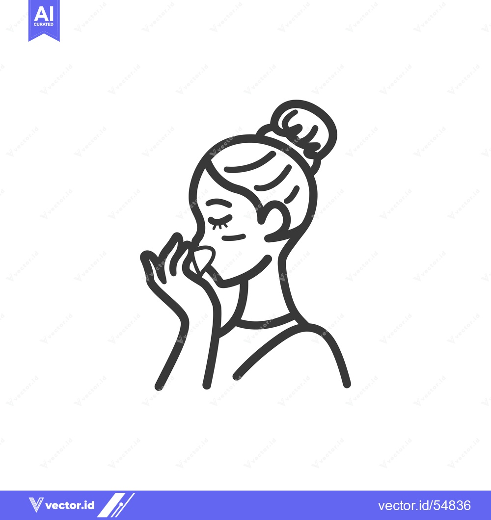 Premium Vector dari Line art illustration of a woman smelling a flower