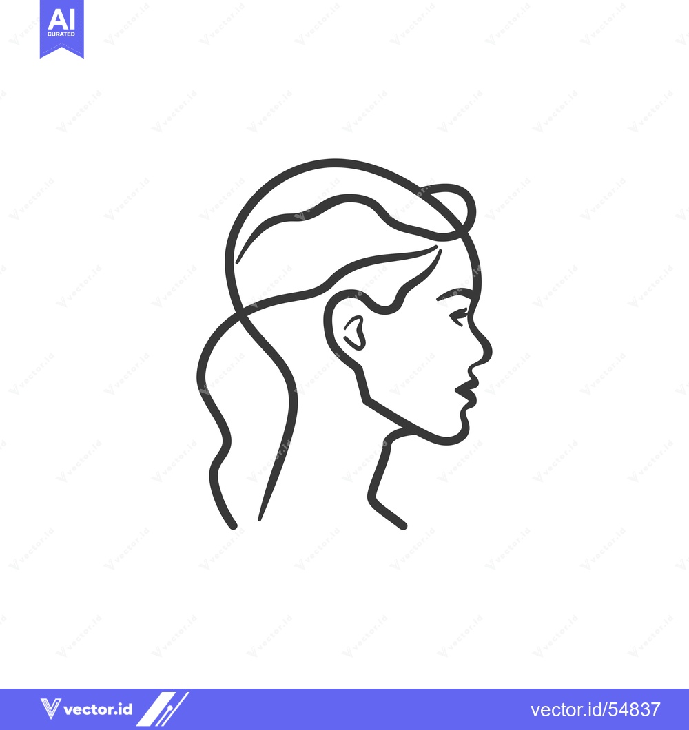 Premium Vector of Line Art Illustration of a Woman's Profile