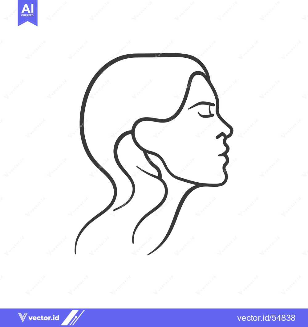 Premium Vector dari Line Art Illustration of a Woman's Profile
