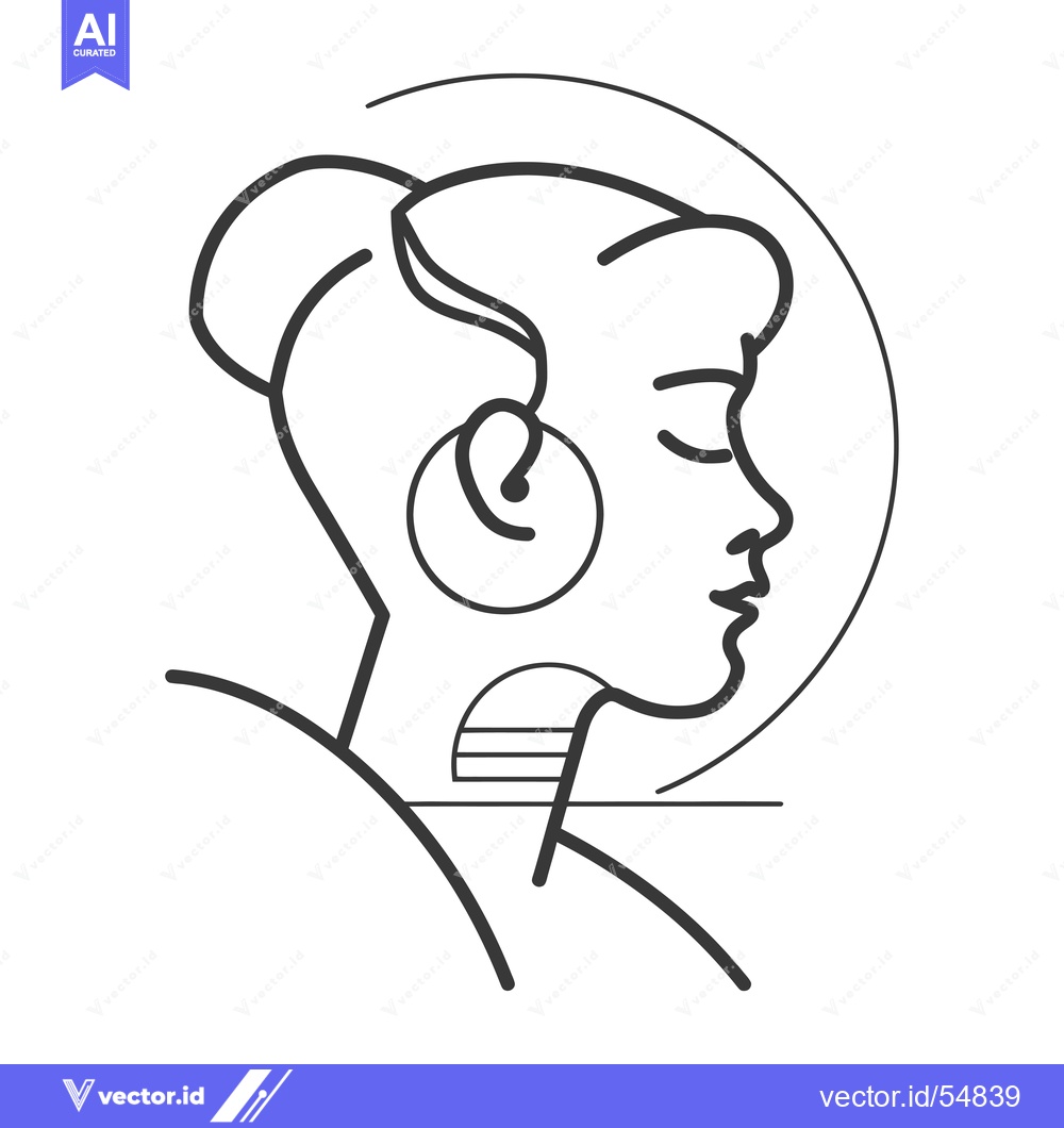Premium Vector of Line Art Illustration of a Woman's Profile with a Large Earring