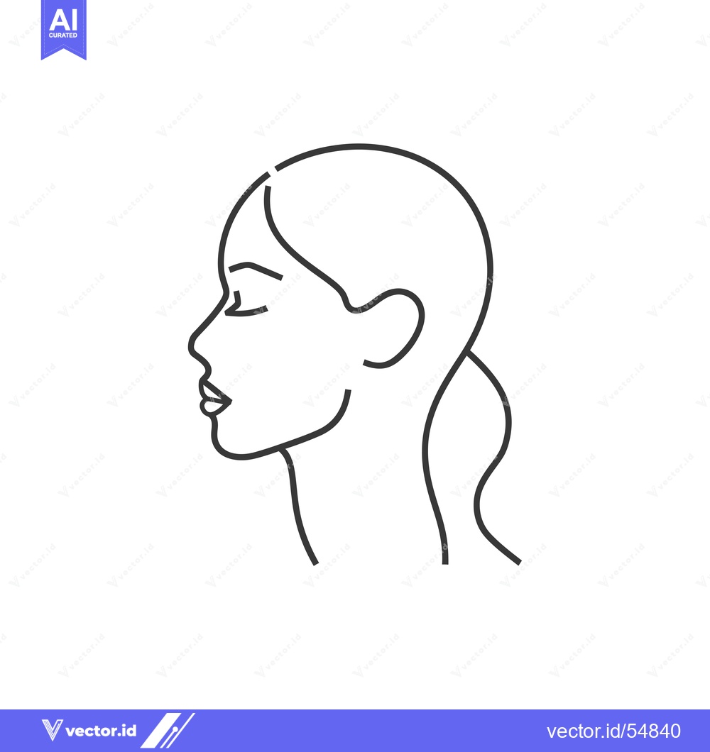 Premium Vector dari Line Art Illustration of a Woman's Profile with a Ponytail