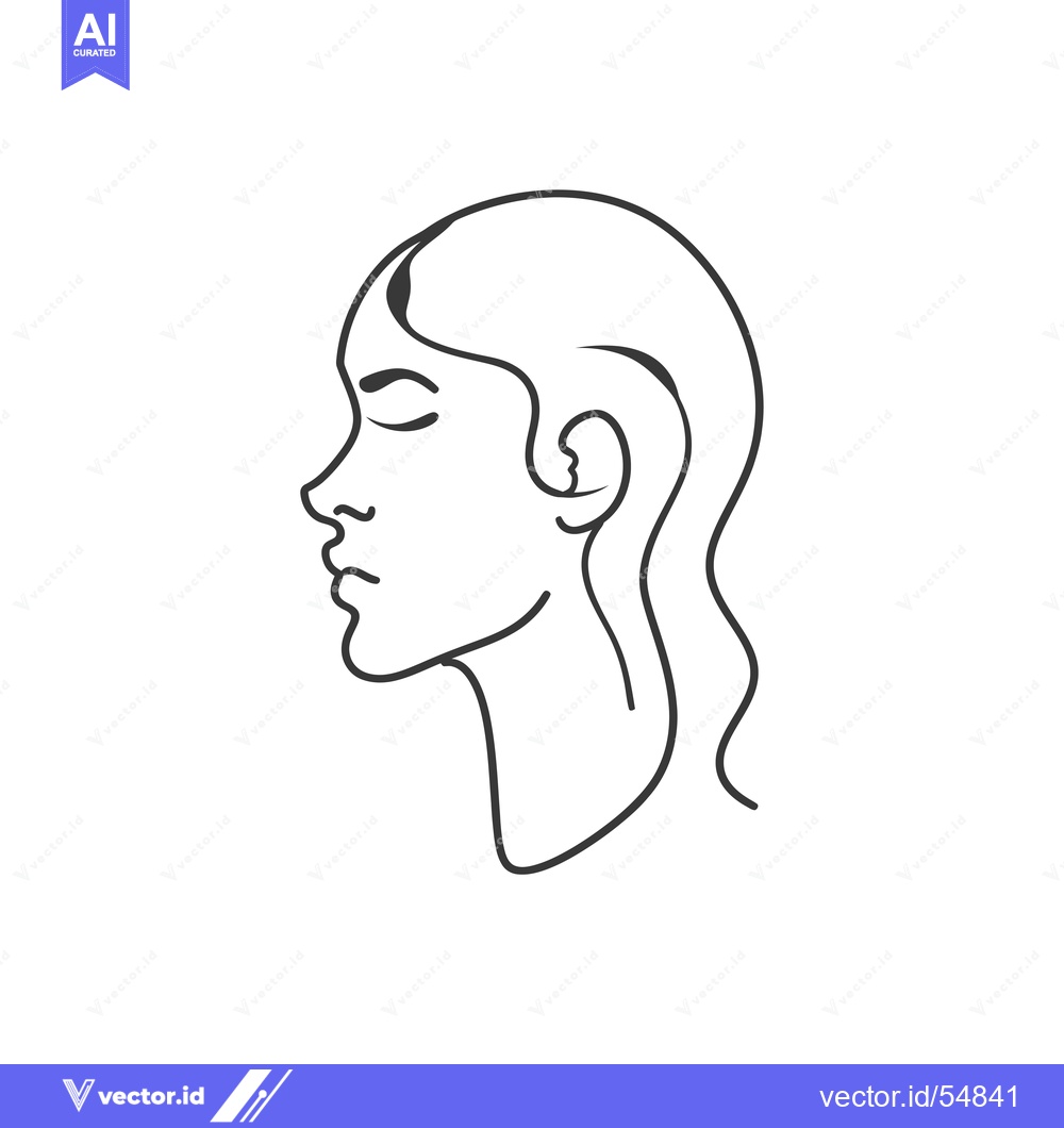 Premium Vector dari Line Art Illustration of a Woman's Profile with Closed Eyes