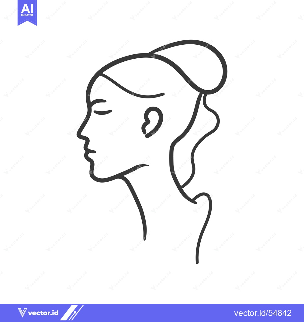 Premium Vector dari Line Art Illustration of a Woman's Profile with Hair Pulled Back