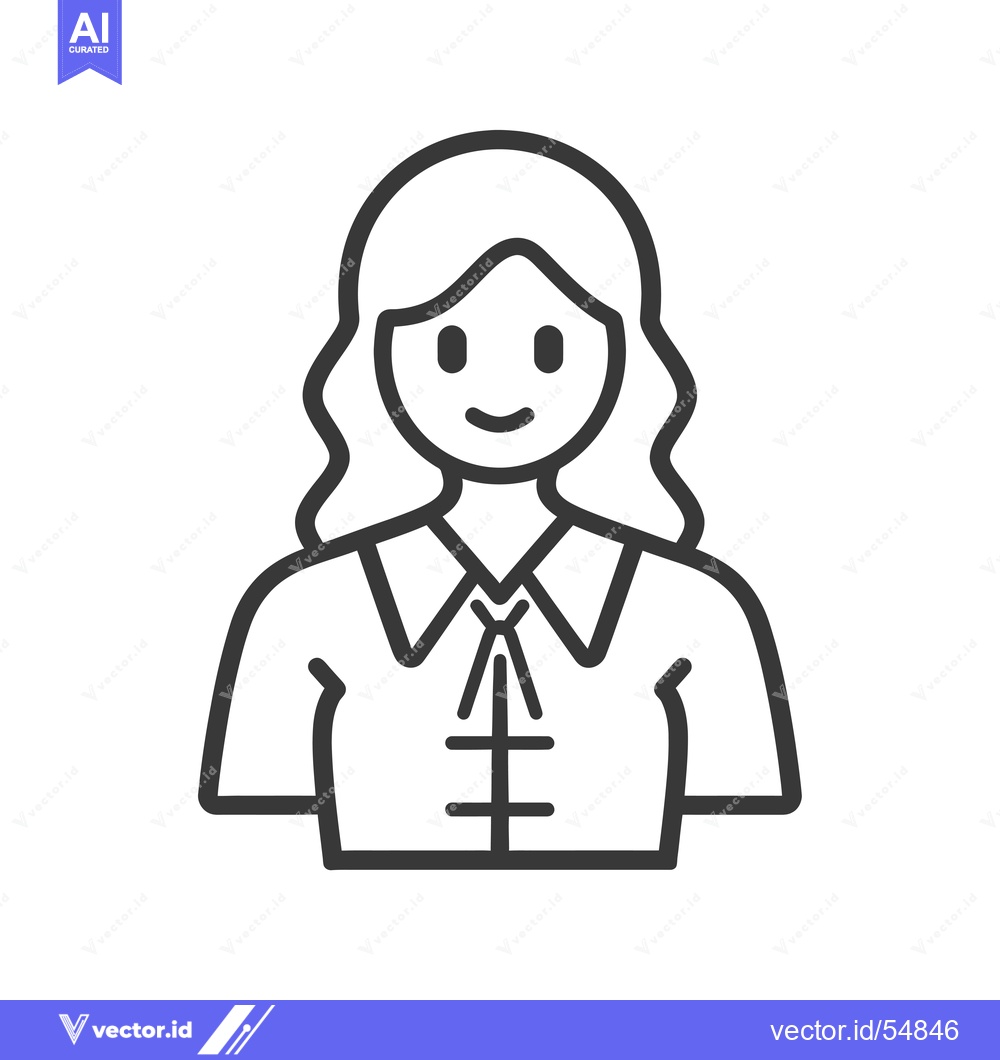 Premium Vector dari Line Art Illustration of a Woman Wearing a Collared Shirt