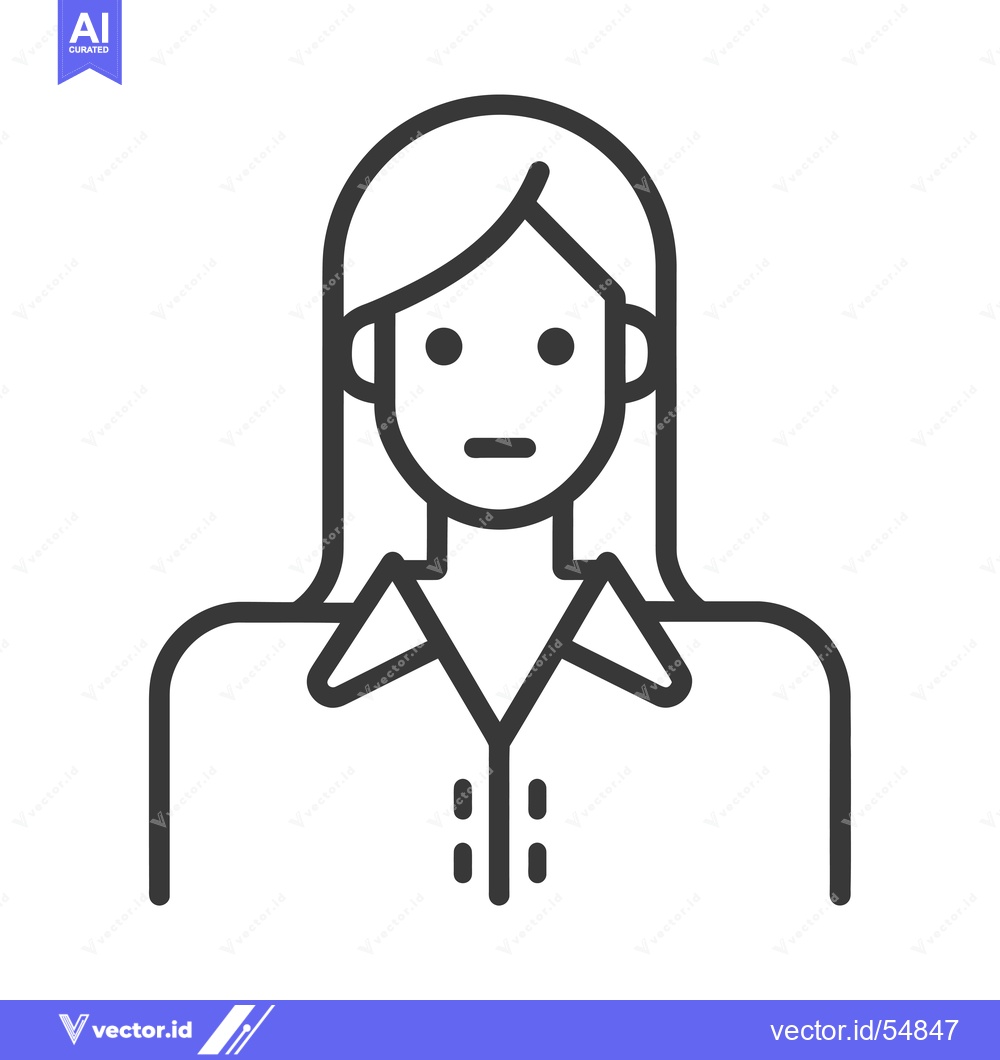 Premium Vector of Line Art Illustration of a Woman Wearing a Collared Shirt