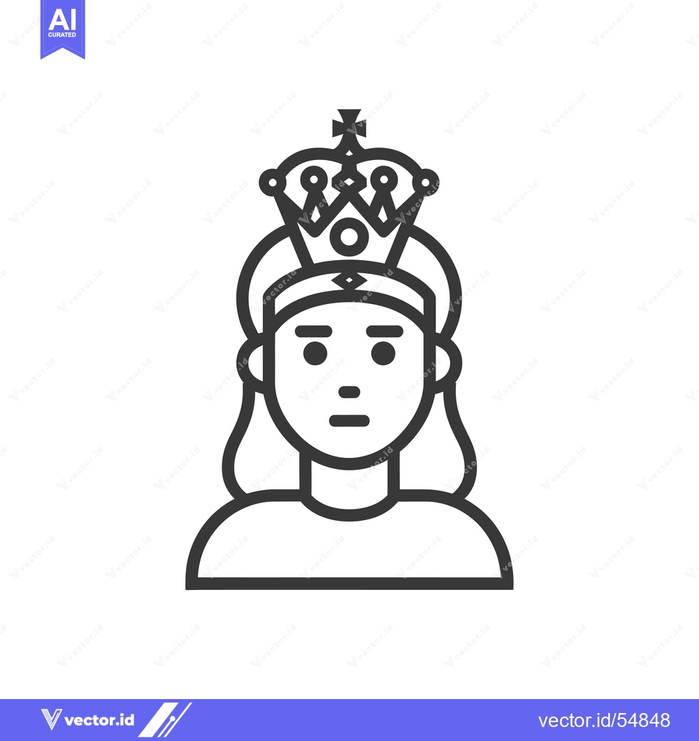 Premium Vector dari Line Art Illustration of a Woman Wearing a Crown