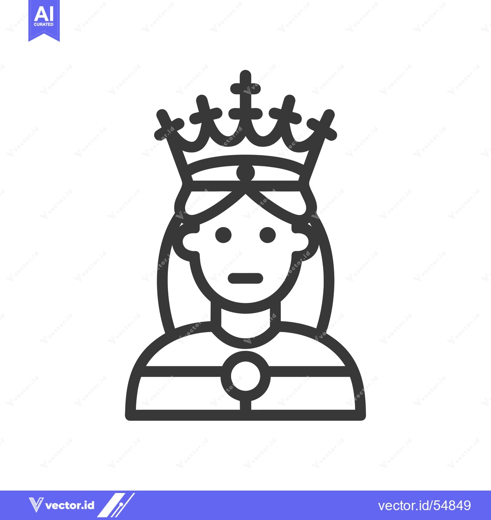 Premium Vector dari Line art illustration of a woman wearing a crown