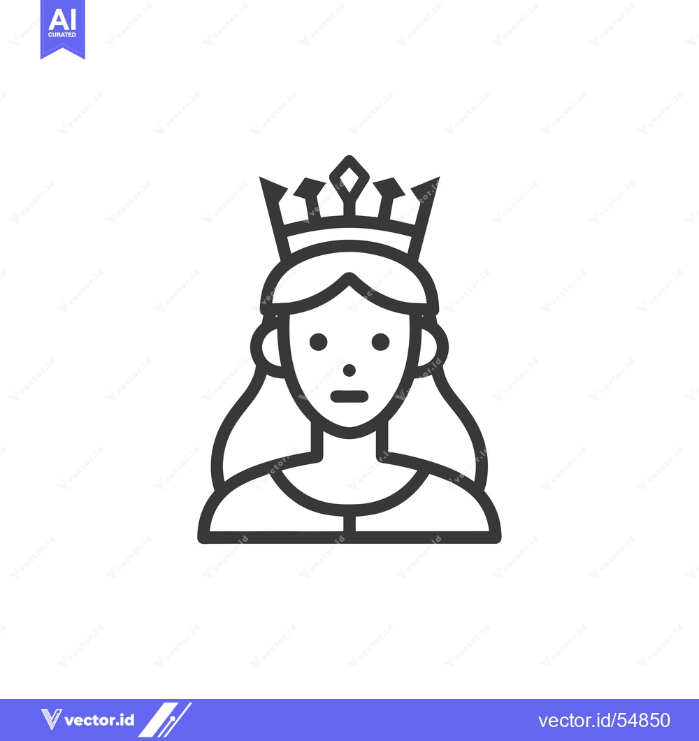 Premium Vector of Line art illustration of a woman wearing a crown