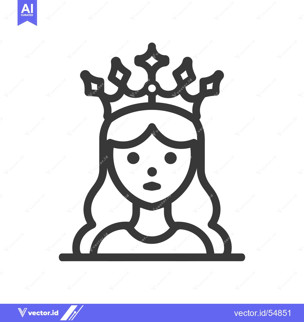 Premium Vector dari Line art illustration of a woman wearing a crown