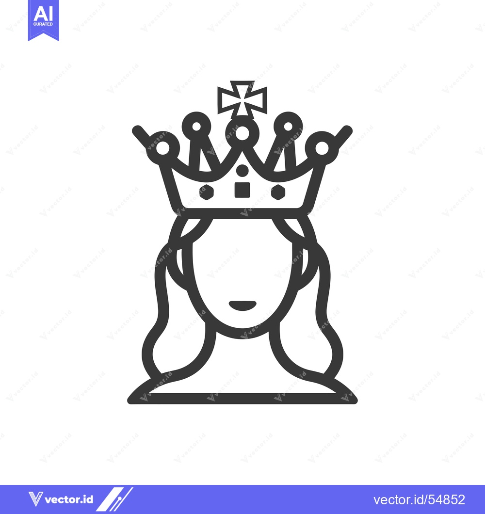 Premium Vector of Line Art Illustration of a Woman Wearing a Crown