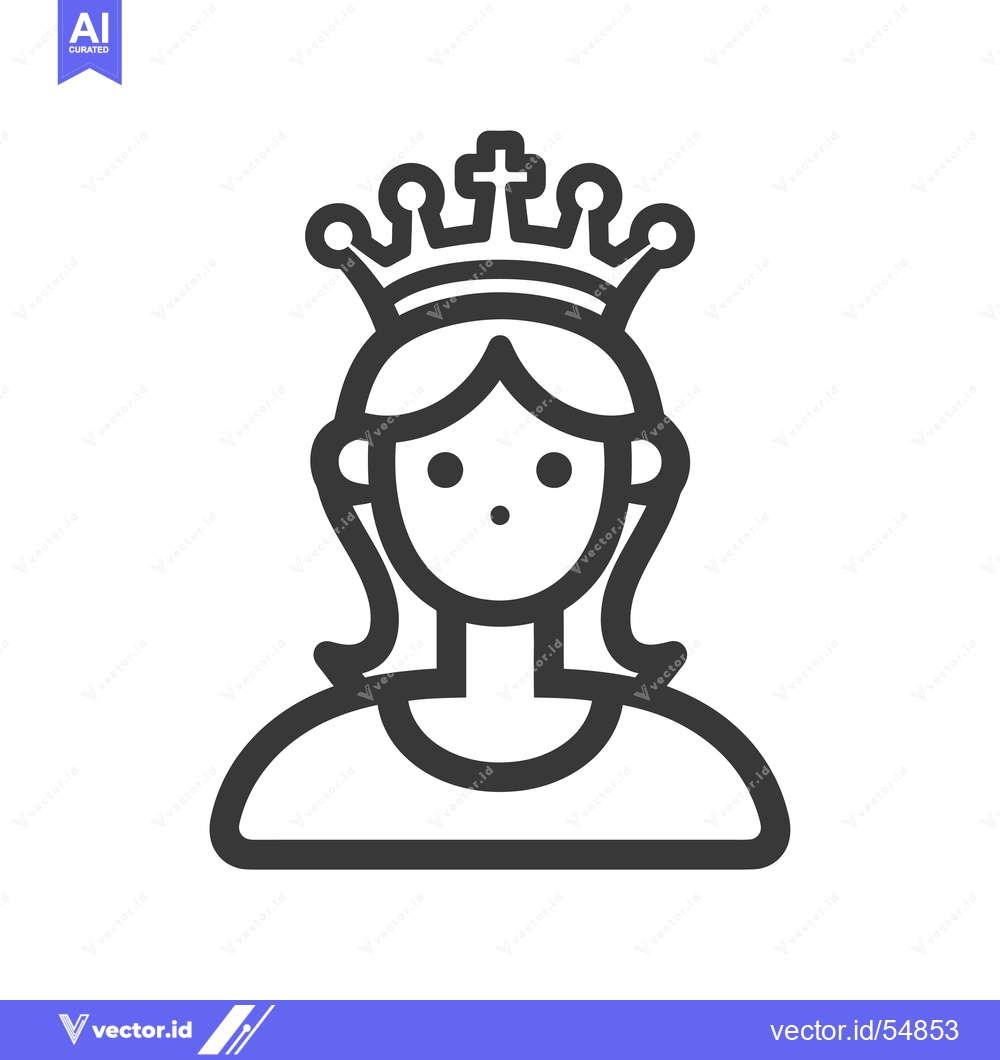 Premium Vector of Line art illustration of a woman wearing a crown