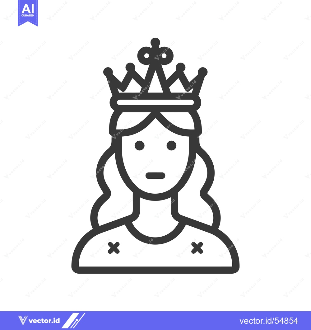 Premium Vector dari Line art illustration of a woman wearing a crown
