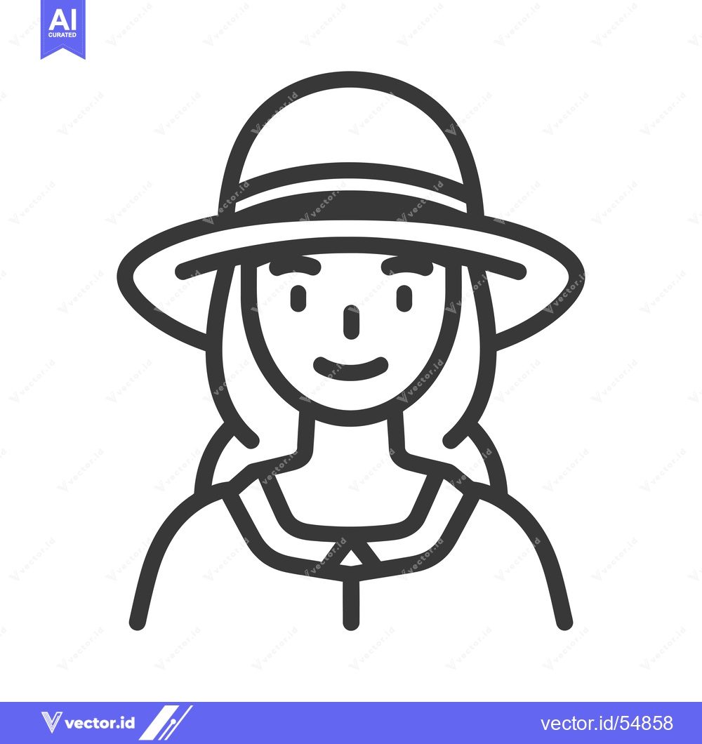 Premium Vector of Line art illustration of a woman wearing a hat