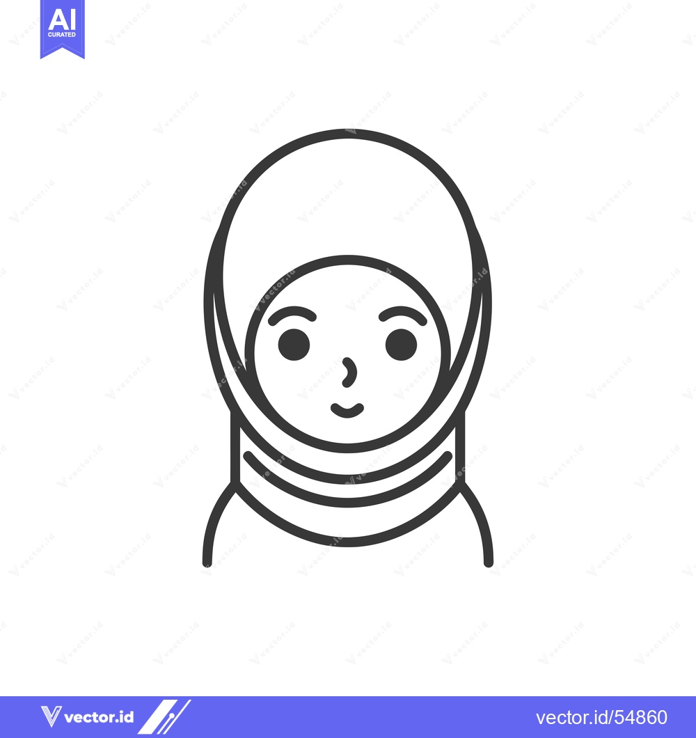 Premium Vector dari Line art illustration of a woman wearing a headscarf