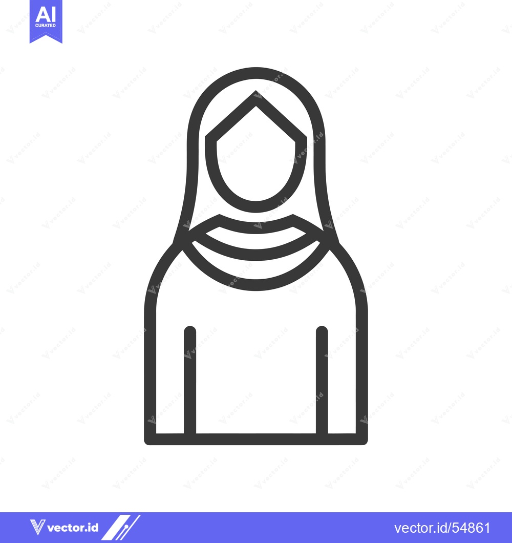 Premium Vector of Line art illustration of a woman wearing a headscarf