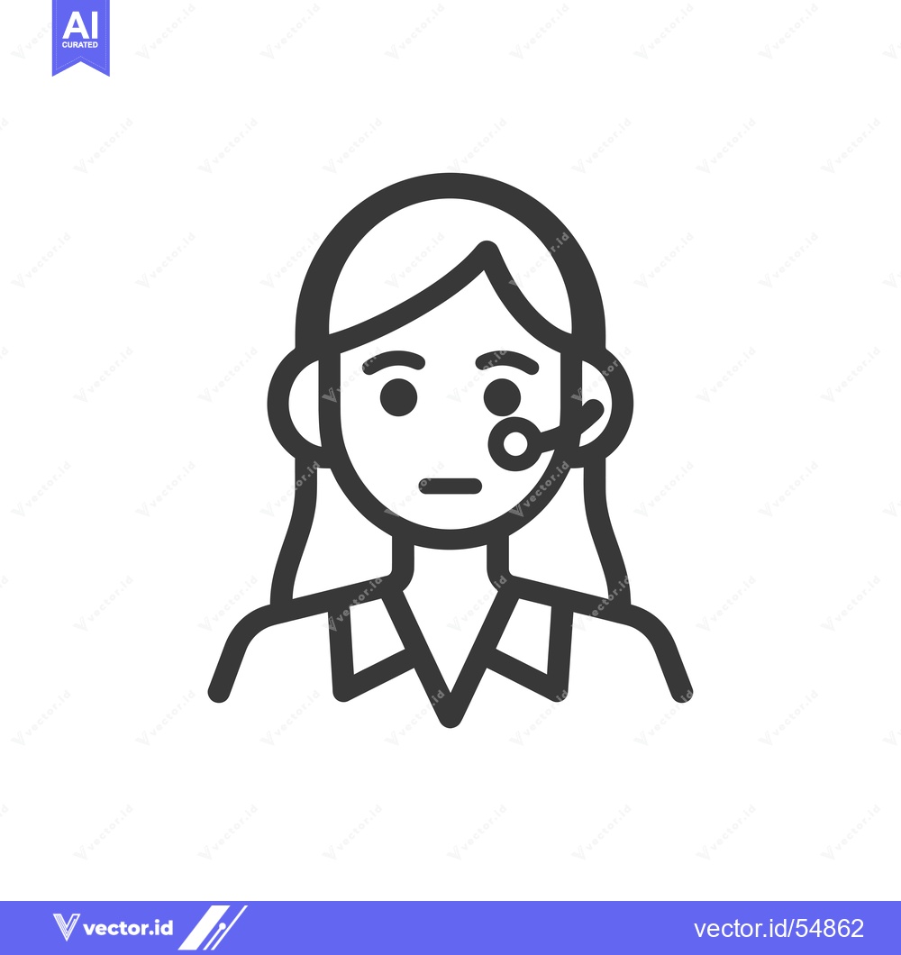 Premium Vector dari Line art illustration of a woman wearing a headset