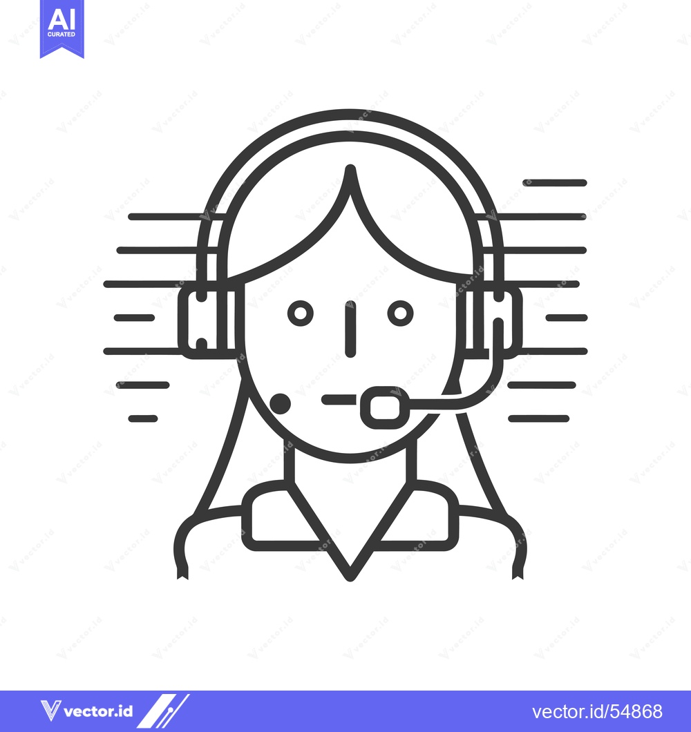 Premium Vector dari Line Art Illustration of a Woman Wearing a Headset