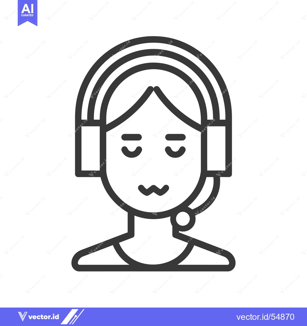 Premium Vector dari Line art illustration of a woman wearing a headset