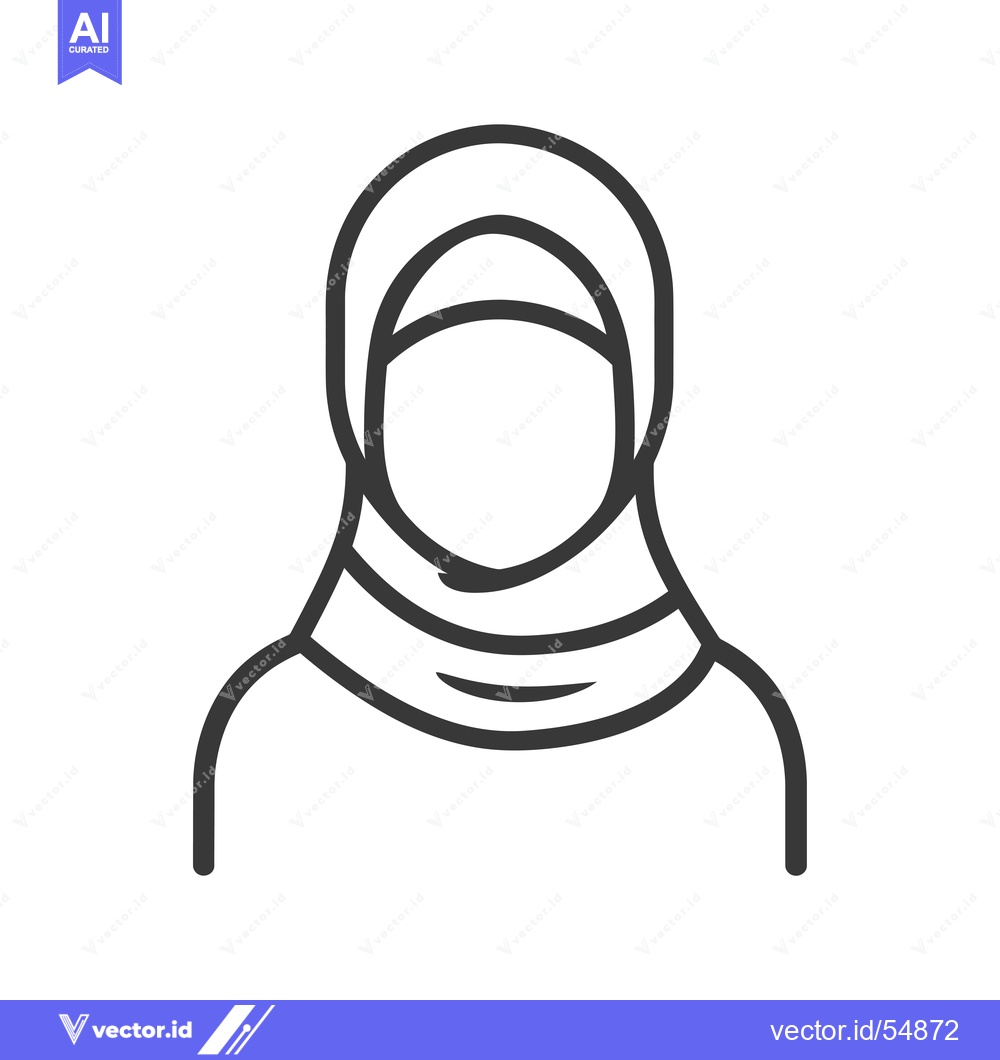 Premium Vector dari Line art illustration of a woman wearing a hijab