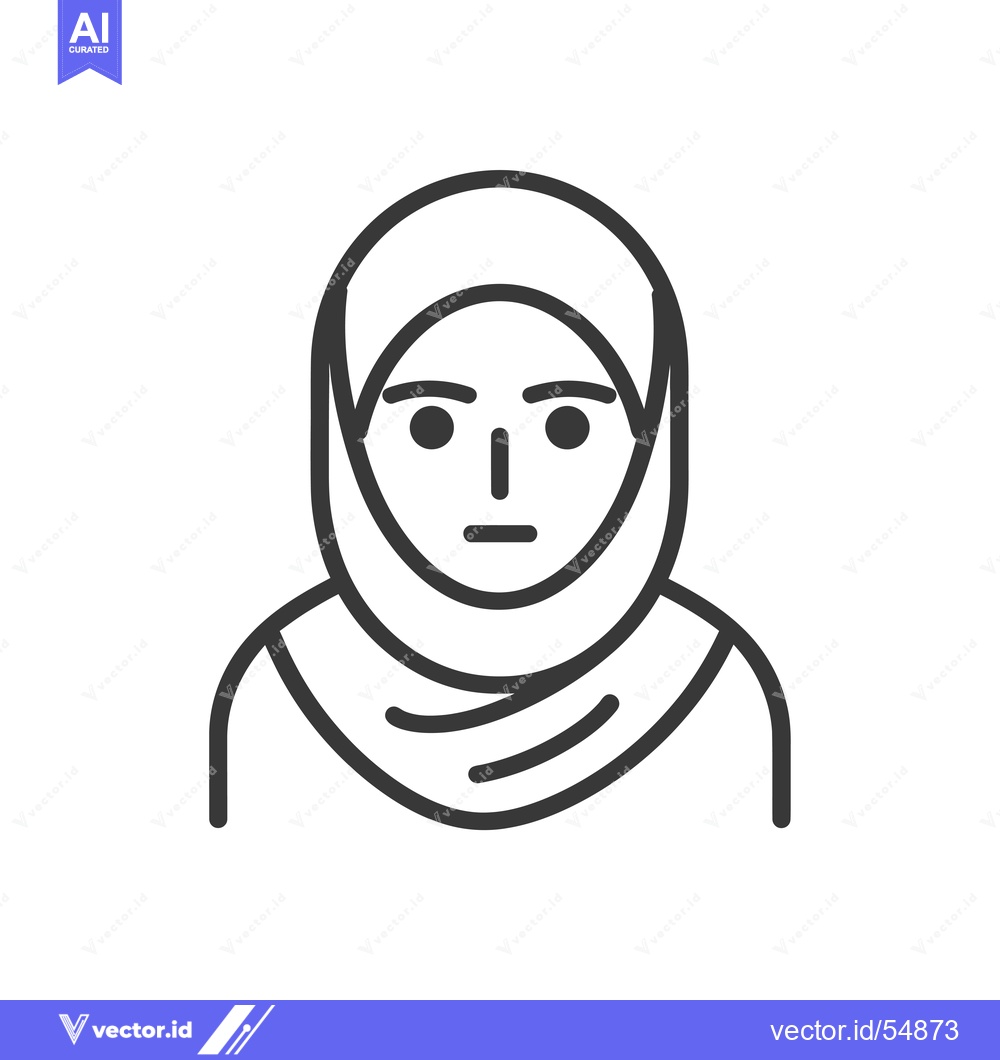Premium Vector of Line Art Illustration of a Woman Wearing a Hijab