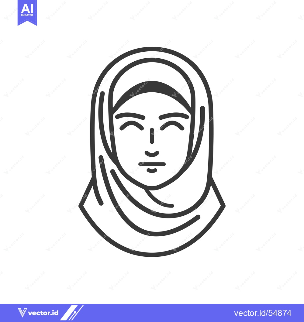 Premium Vector of Line Art Illustration of a Woman Wearing a Hijab