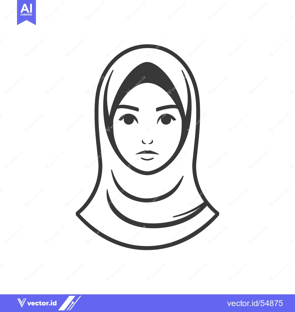Premium Vector dari Line Art Illustration of a Woman Wearing a Hijab