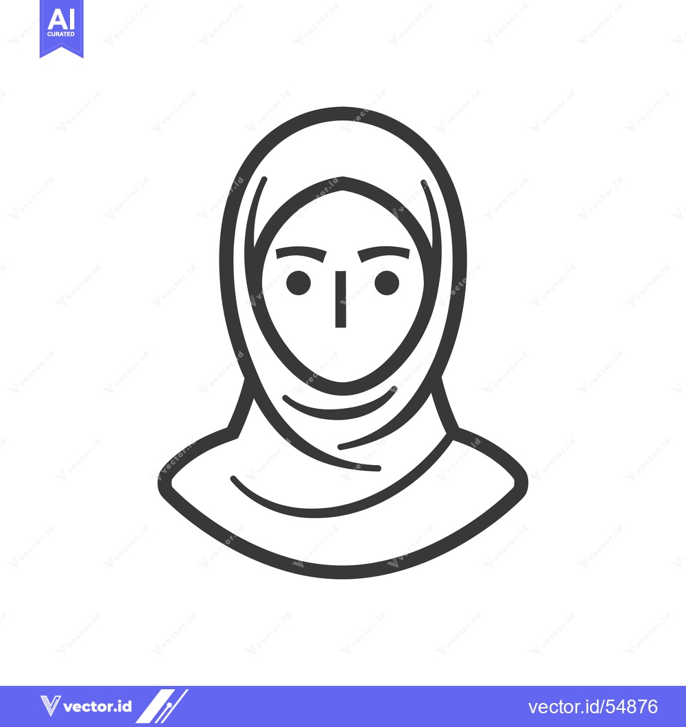 Premium Vector dari Line Art Illustration of a Woman Wearing a Hijab