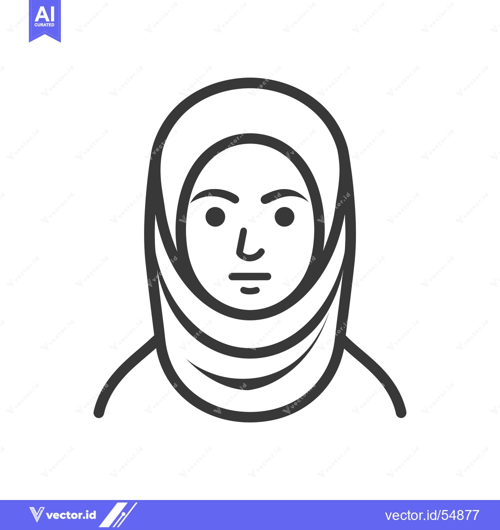 Premium Vector of Line Art Illustration of a Woman Wearing a Hijab