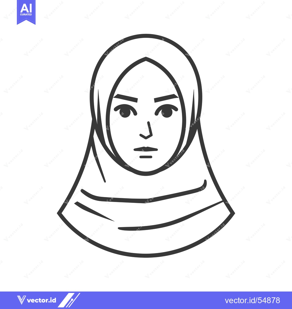 Premium Vector dari Line Art Illustration of a Woman Wearing a Hijab