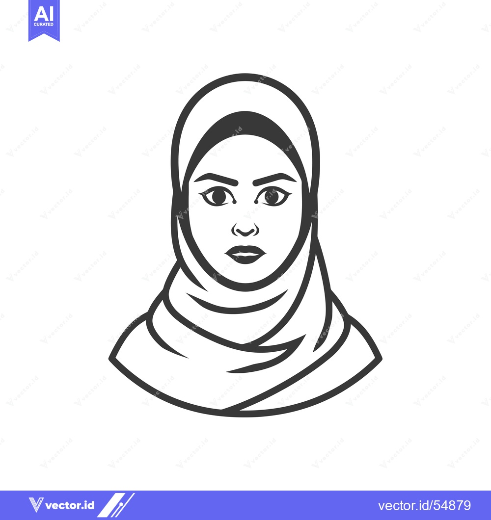 Premium Vector of Line Art Illustration of a Woman Wearing a Hijab