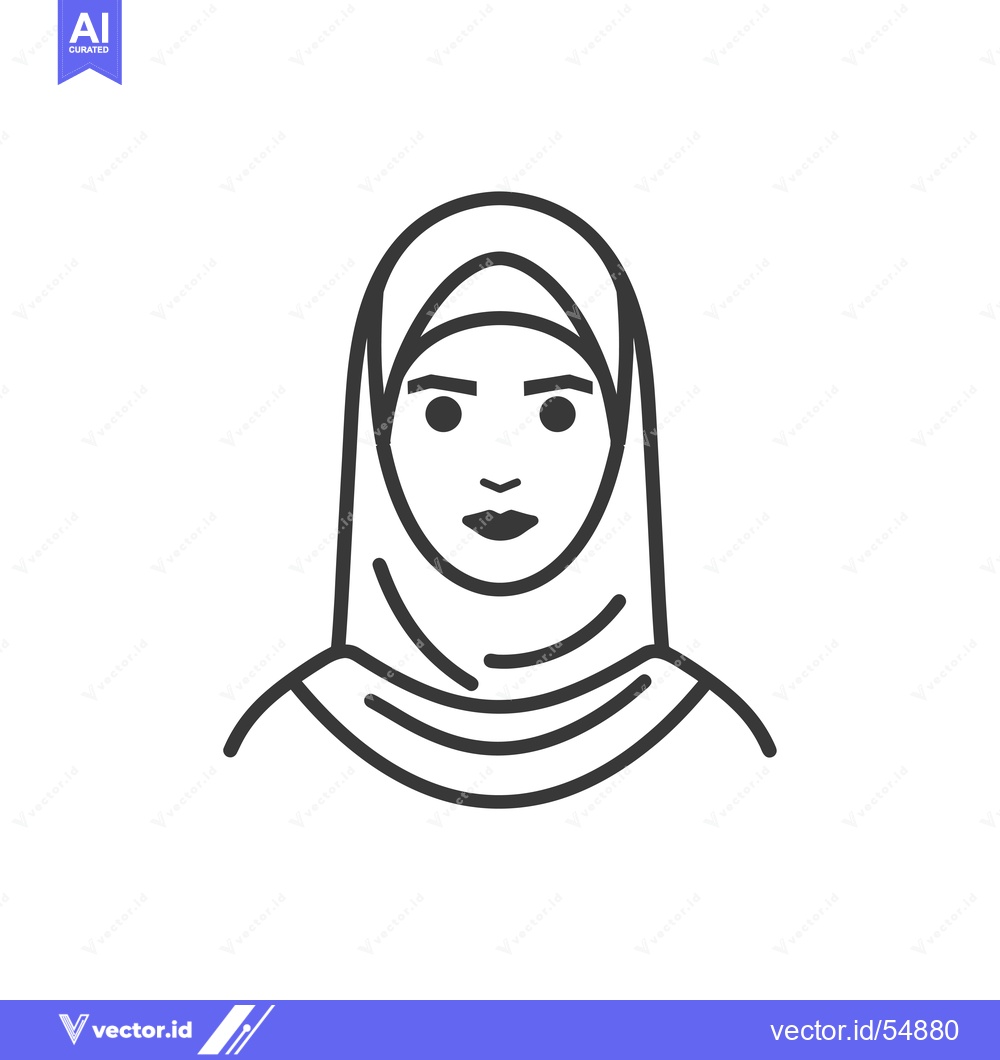 Premium Vector of Line art illustration of a woman wearing a hijab