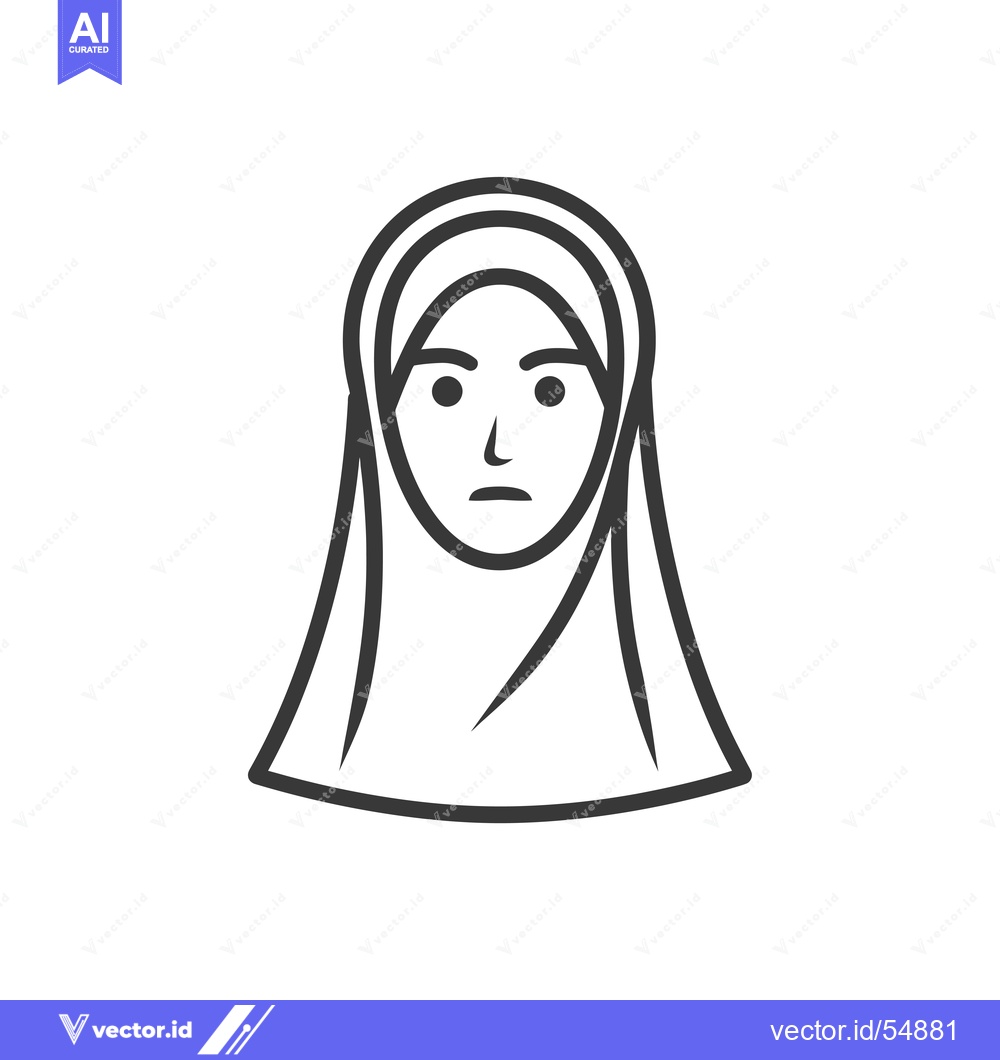 Premium Vector dari Line Art Illustration of a Woman Wearing a Hijab