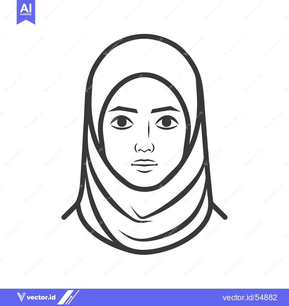 Premium Vector of Line Art Illustration of a Woman Wearing a Hijab