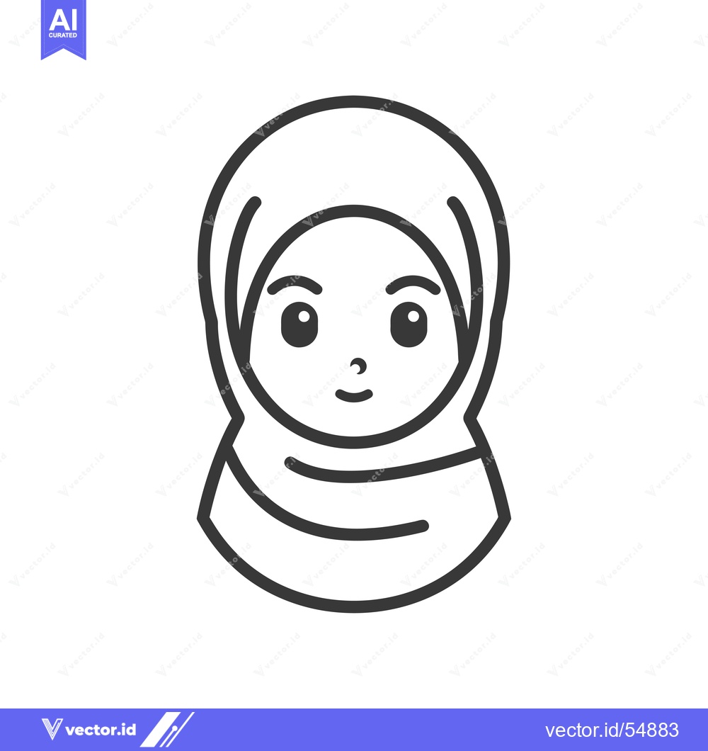 Premium Vector of Line Art Illustration of a Woman Wearing a Hijab