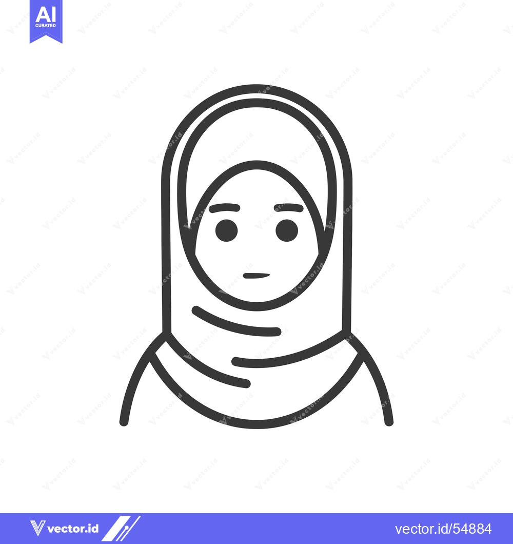 Premium Vector dari Line Art Illustration of a Woman Wearing a Hijab
