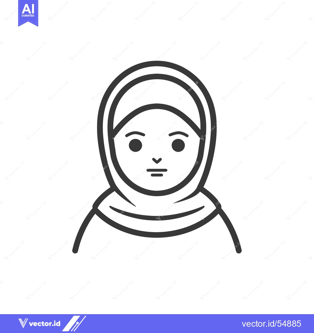Premium Vector of Line Art Illustration of a Woman Wearing a Hijab