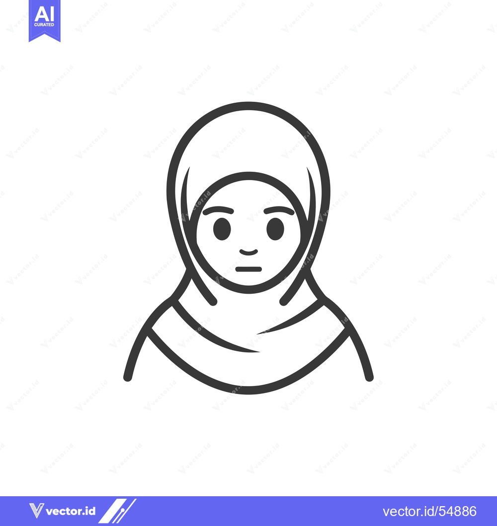 Premium Vector dari Line Art Illustration of a Woman Wearing a Hijab